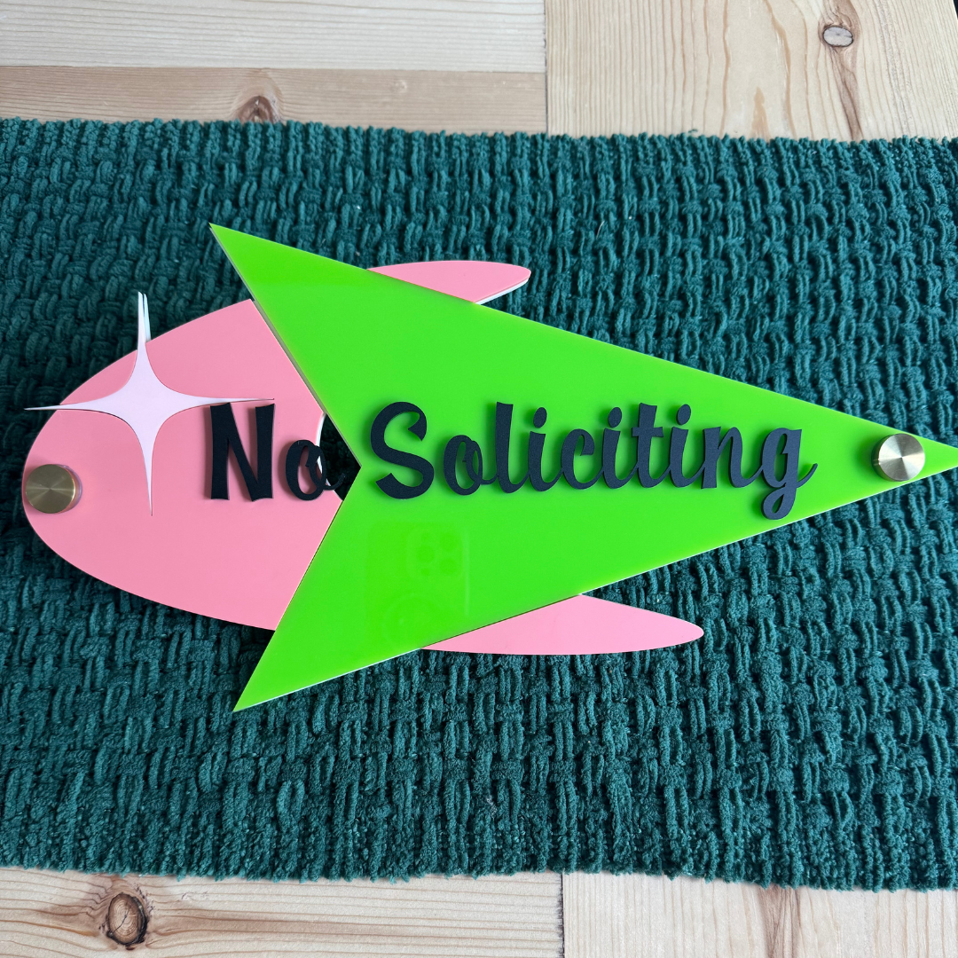 Mid Century Modern No Soliciting Sign - A fun way to say Go Away